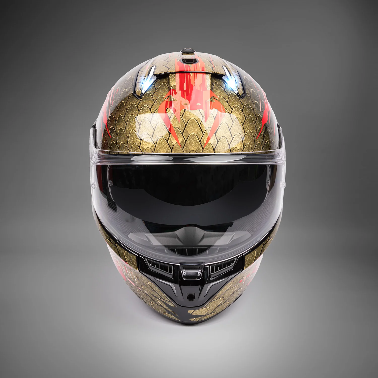 Venum x Shark SKWAL i3 Motorcycle Helmet - Red/Gold - Image 2