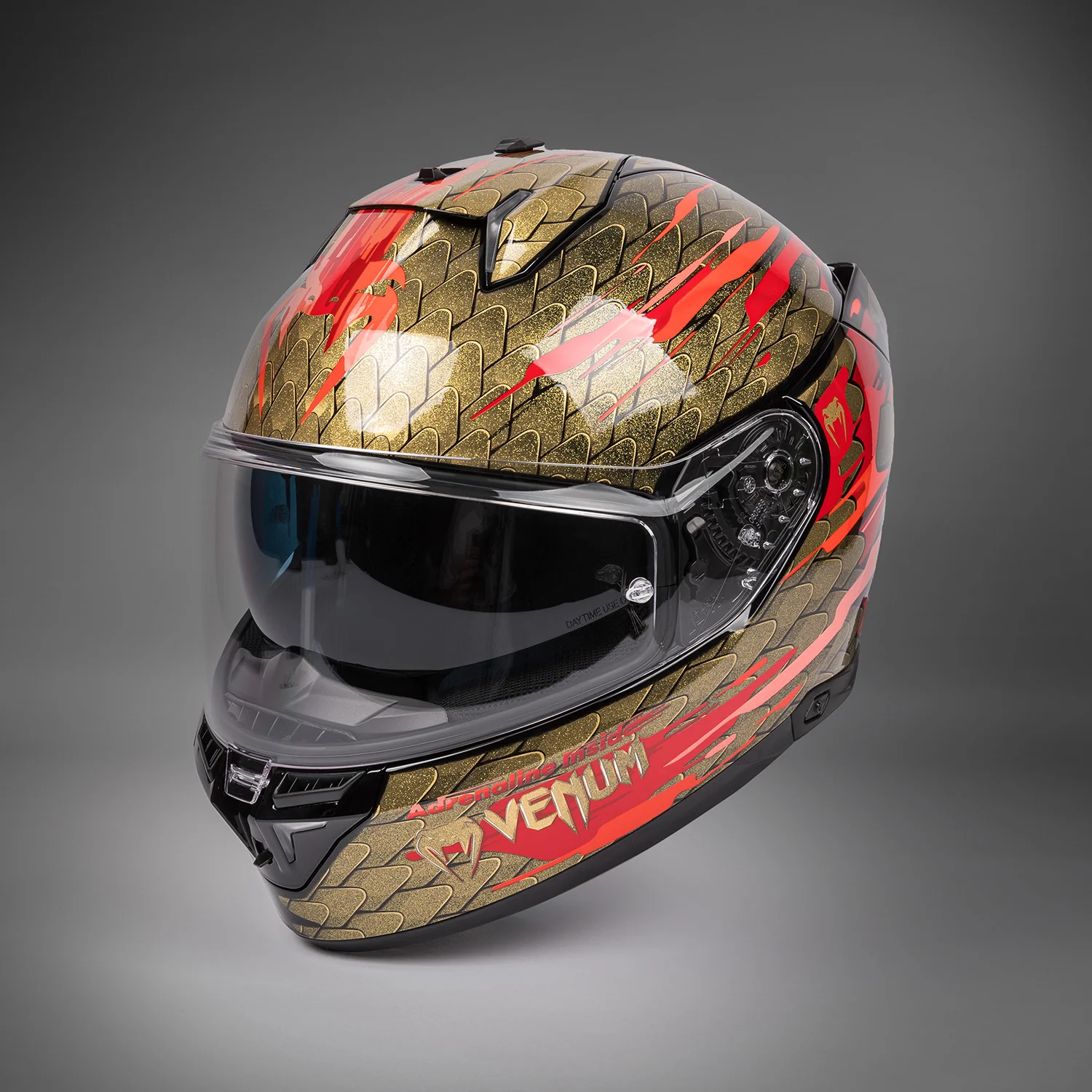 Venum x Shark SKWAL i3 Motorcycle Helmet - Red/Gold - Image 3