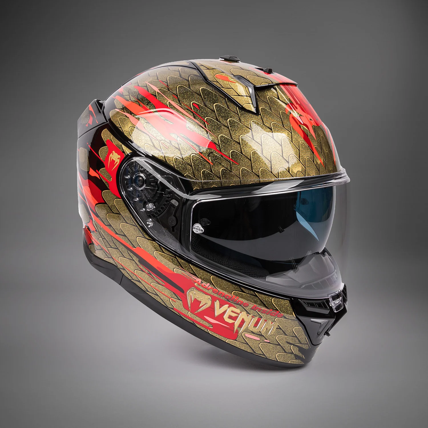 Venum x Shark SKWAL i3 Motorcycle Helmet - Red/Gold - Image 4