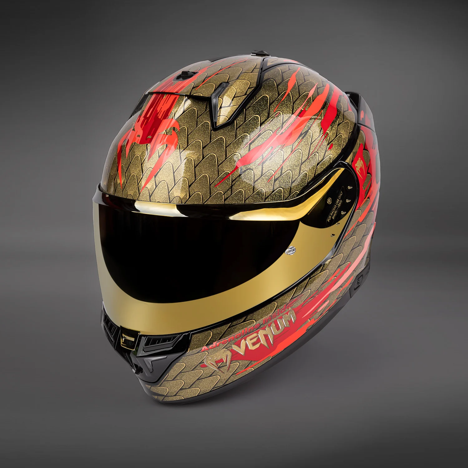 Venum x Shark SKWAL i3 Motorcycle Helmet - Red/Gold - Image 5