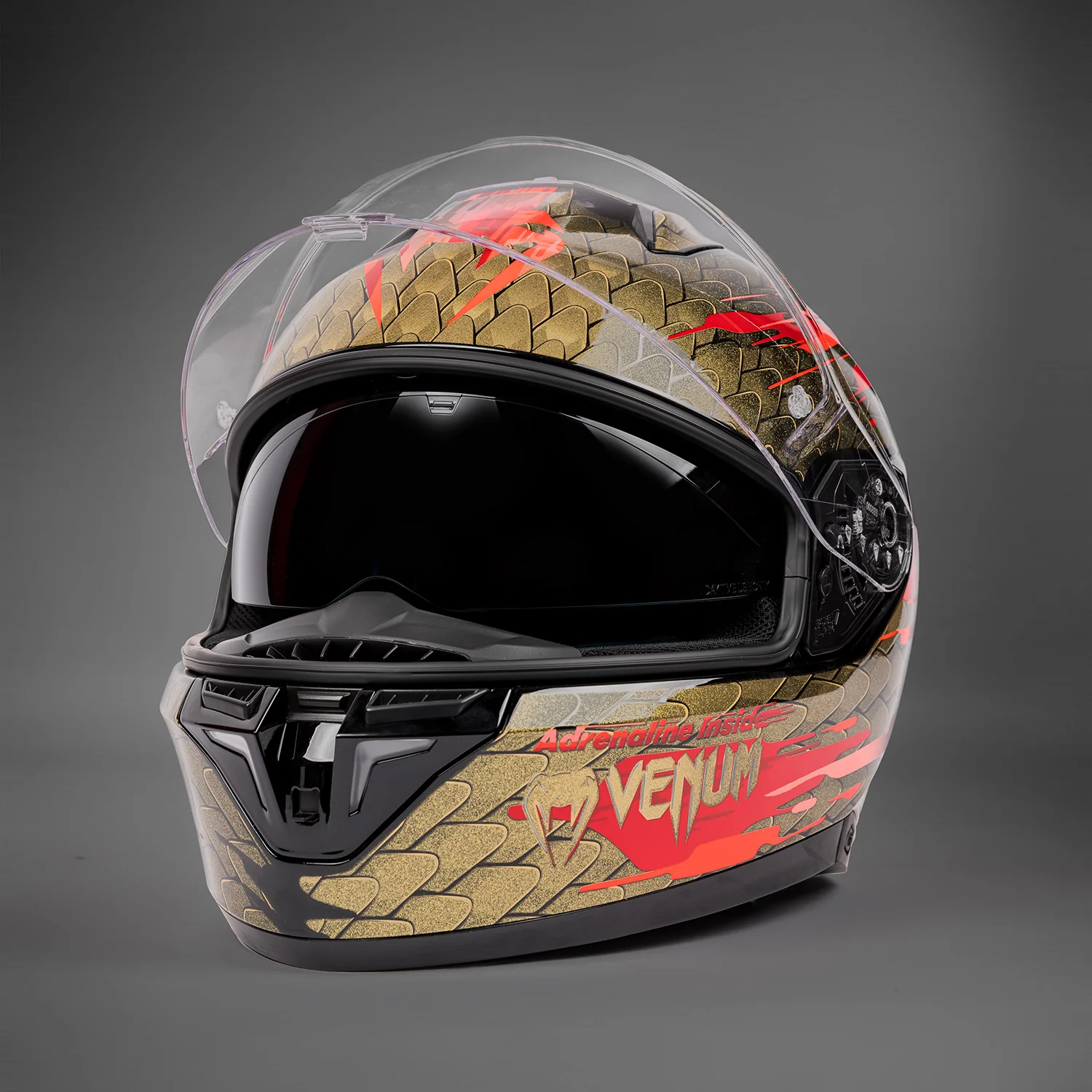 Venum x Shark SKWAL i3 Motorcycle Helmet - Red/Gold - Image 6