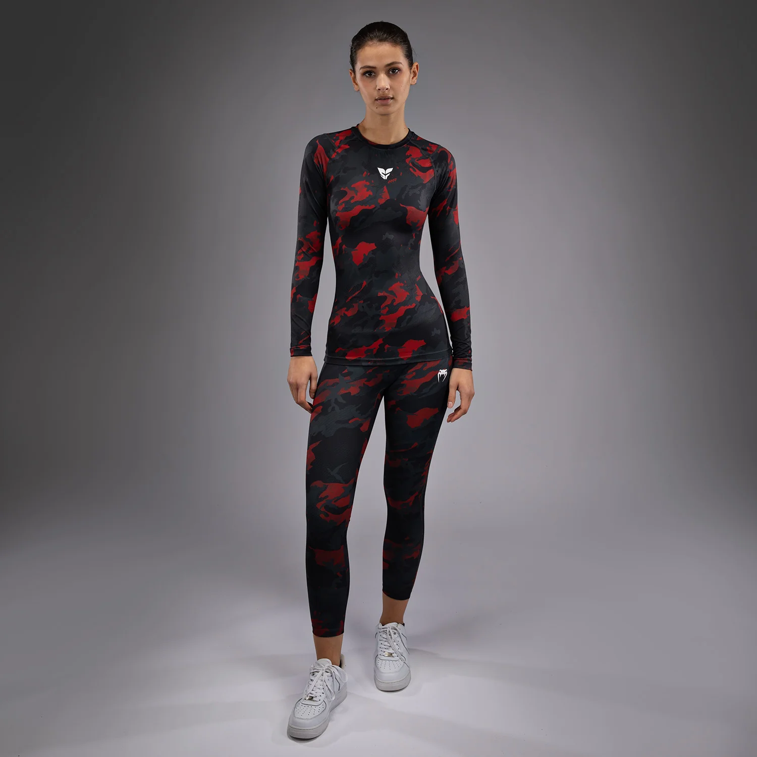 Venum x Sophia Rose Women’s Long Sleeve Rashguard - Urban Red Camo - Image 4