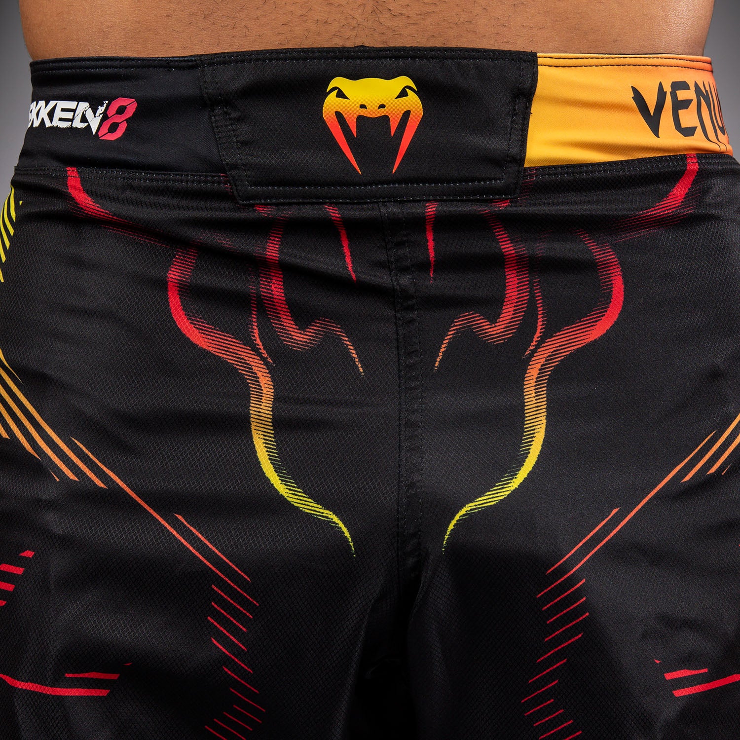 Venum x TEKKEN 8 Fight Shorts - Yoshimitsu - Black/Orange - Image 5