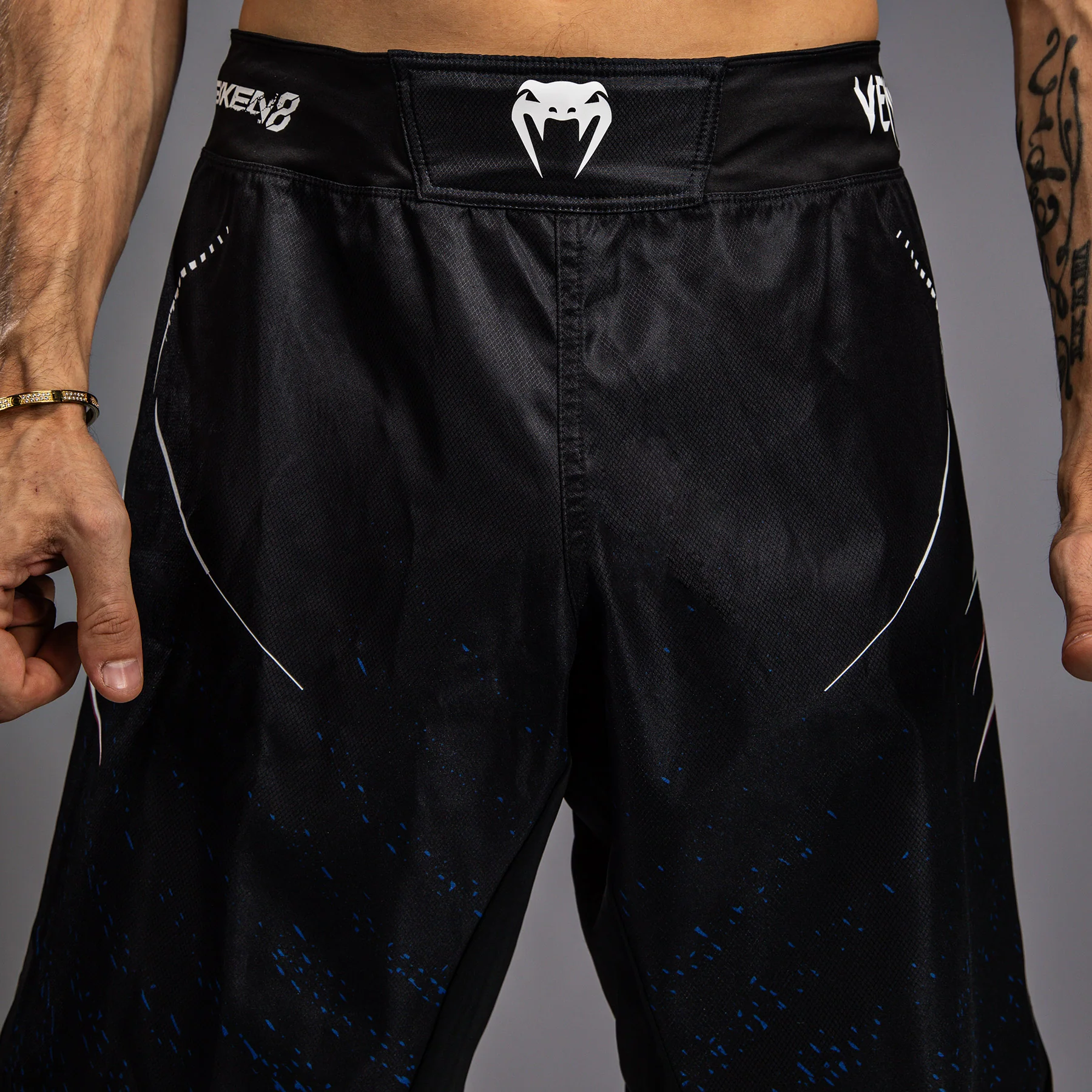 Venum x TEKKEN 8 - Jin Kazama Fight Shorts - Blue/Black/White - Image 6