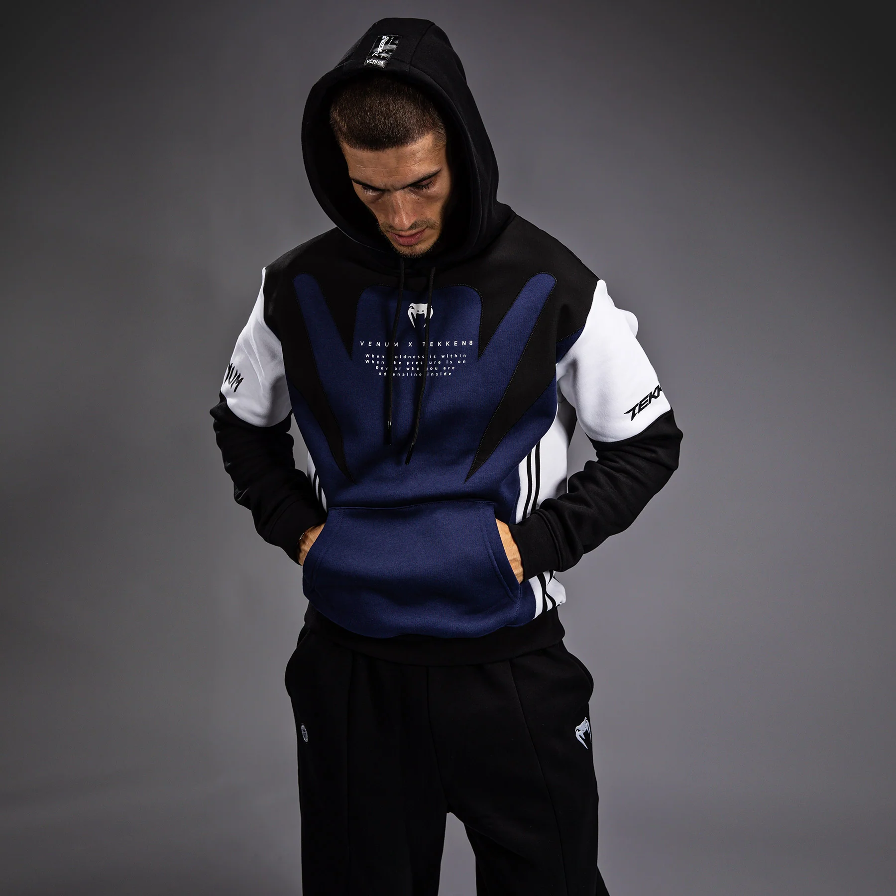 Venum x TEKKEN 8 - Jin Kazama Hoodie - Blue/Black/White - Image 4