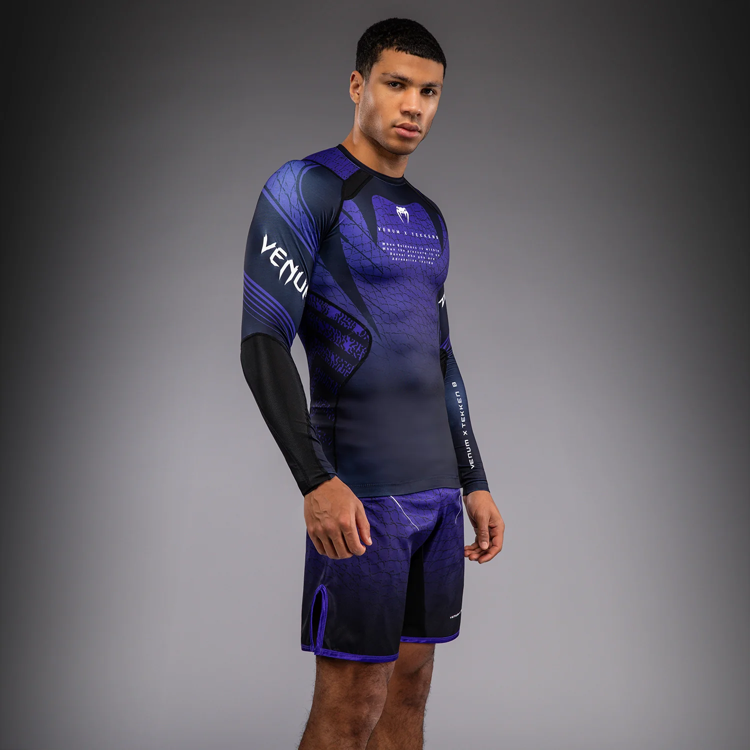 Venum x TEKKEN 8 Long Sleeve Rashguard - Kazuya - Black/Purple - Image 2