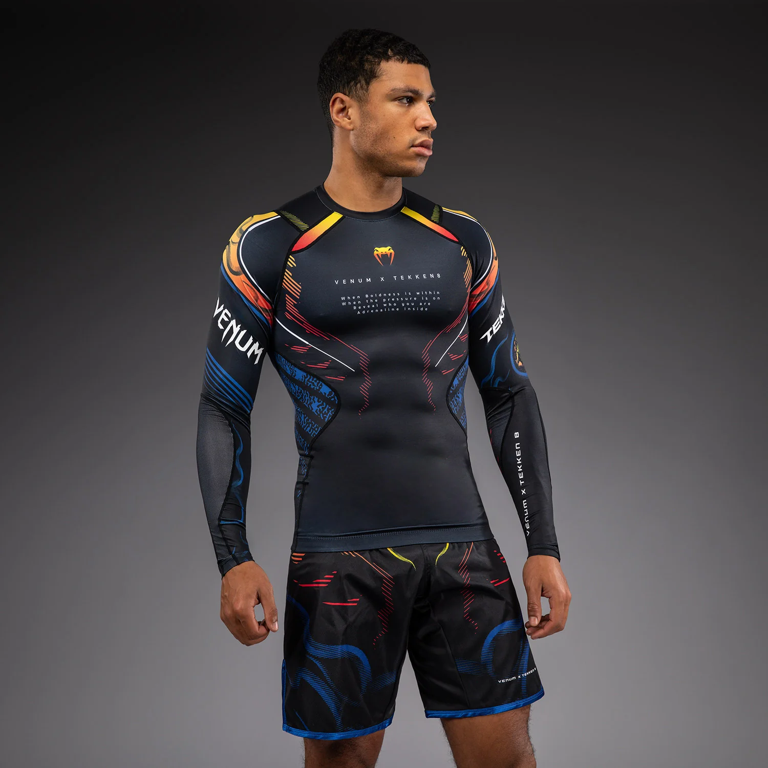 Venum x TEKKEN 8 Long Sleeve Rashguard - Yoshimitsu - Black/Orange
