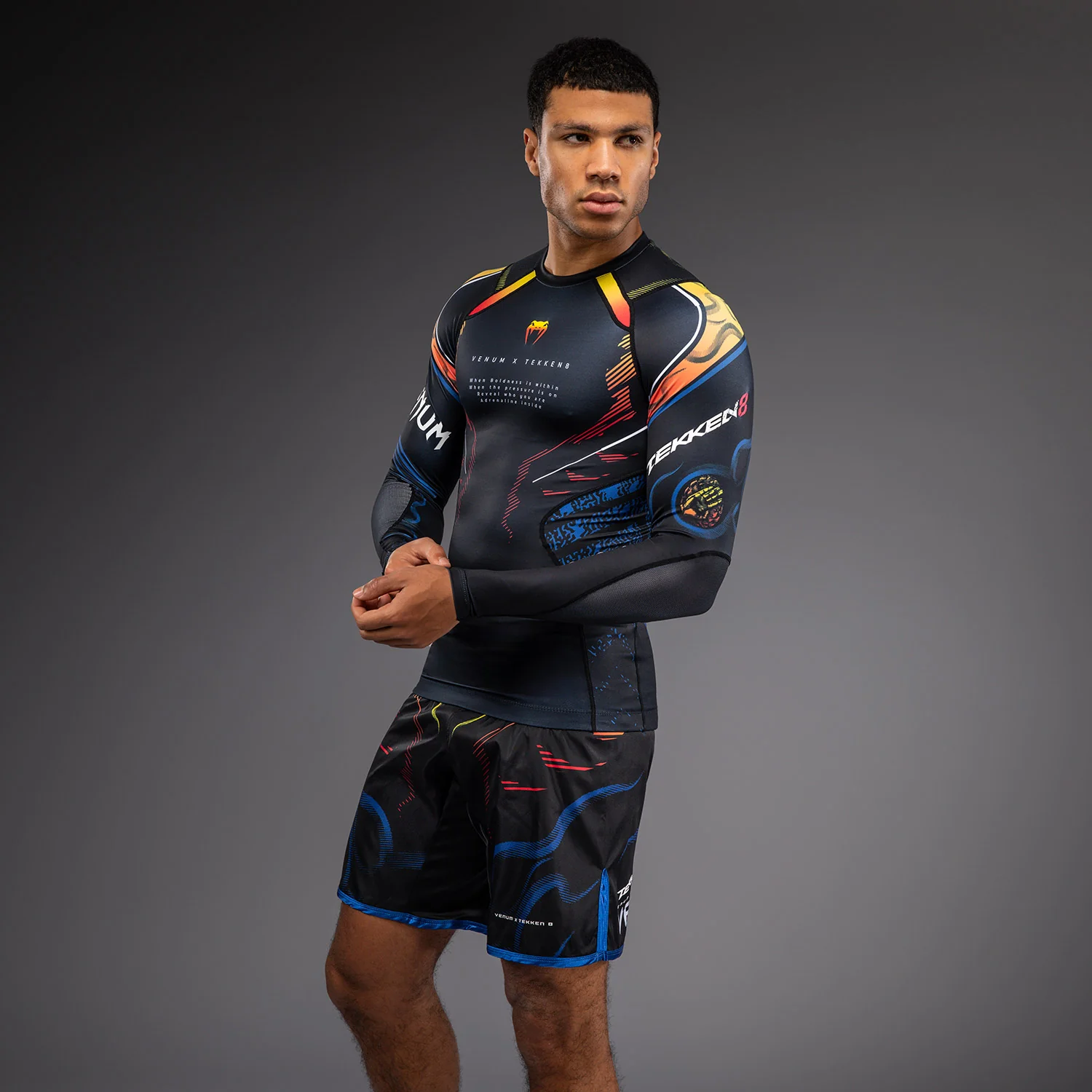 Venum x TEKKEN 8 Long Sleeve Rashguard - Yoshimitsu - Black/Orange - Image 3