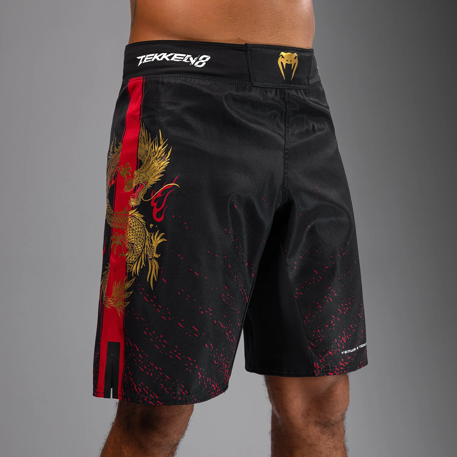 Venum x TEKKEN 8 - Marshall Law Fight Shorts - Black/Red/Gold - Image 5