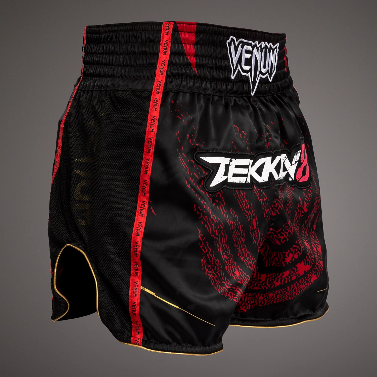 Venum x TEKKEN 8 - Marshall Law Muay Thai Shorts - Black/Red/Gold - Image 4