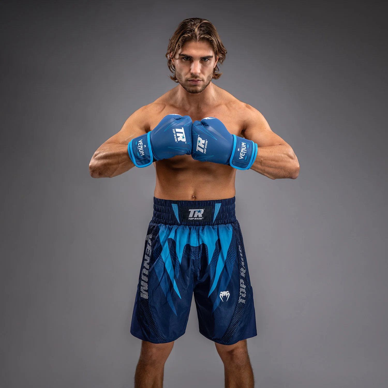 Venum x Top Rank Original Men's Boxing Shorts - Navy Blue - Image 7