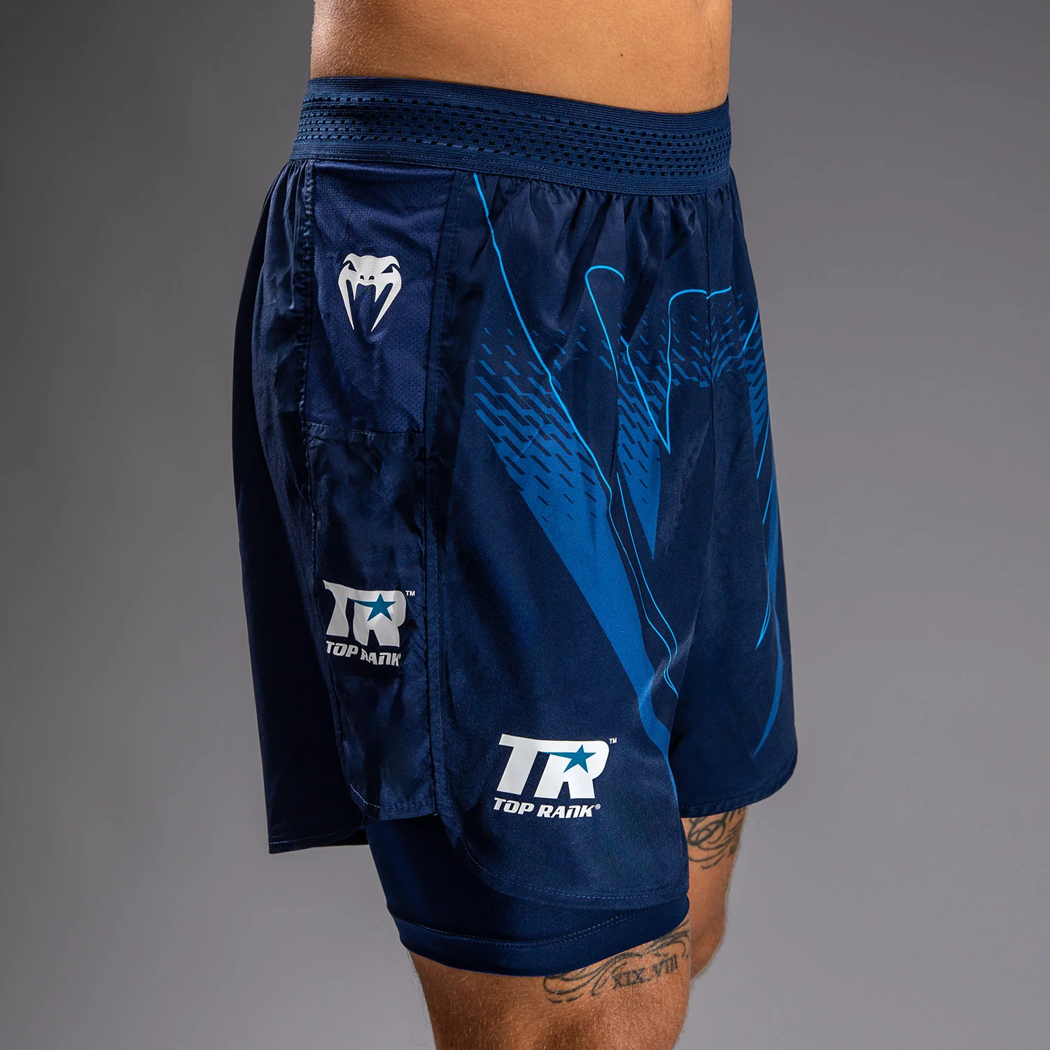 Venum x Top Rank Original Men's Training Shorts - Navy Blue - Image 6