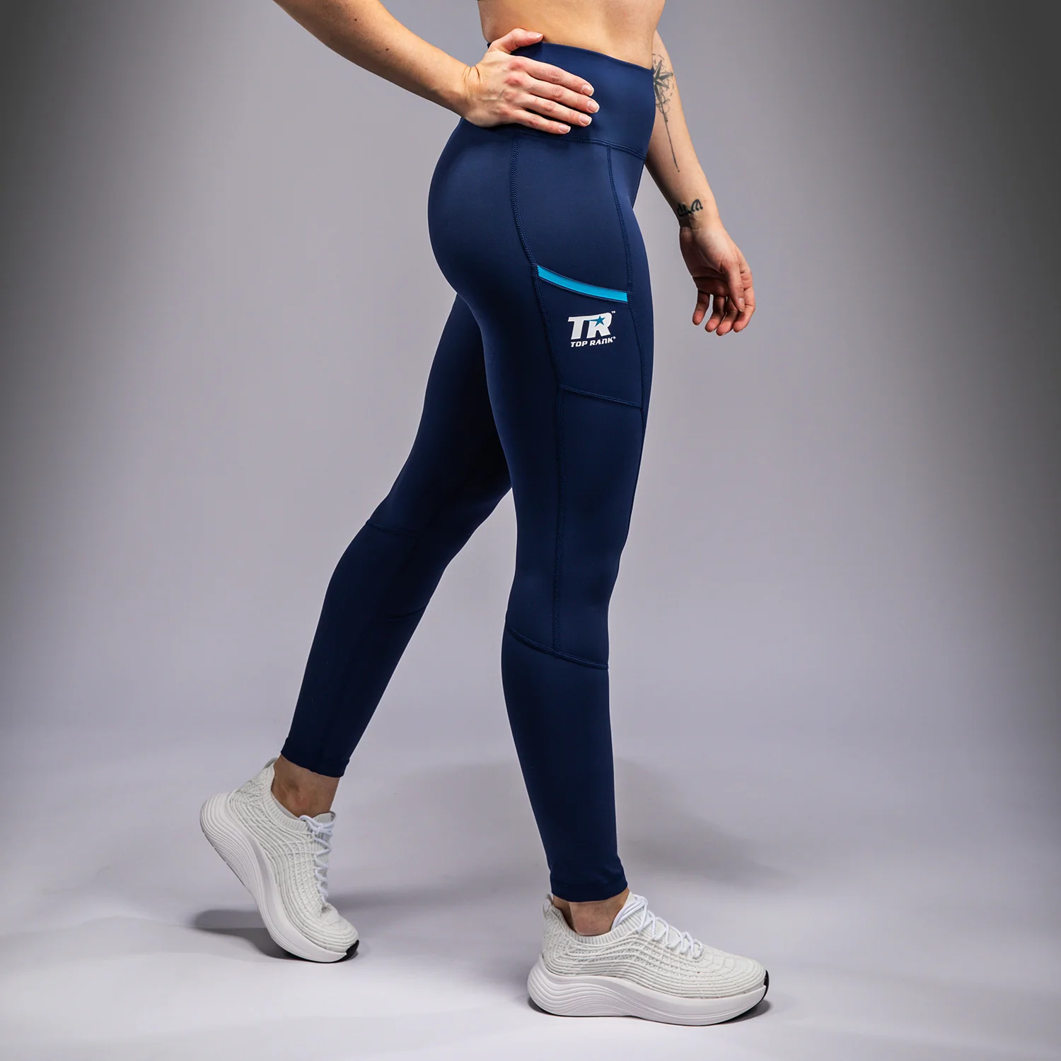 Venum x Top Rank Original Women's 7/8 Leggings - Navy Blue - Image 3