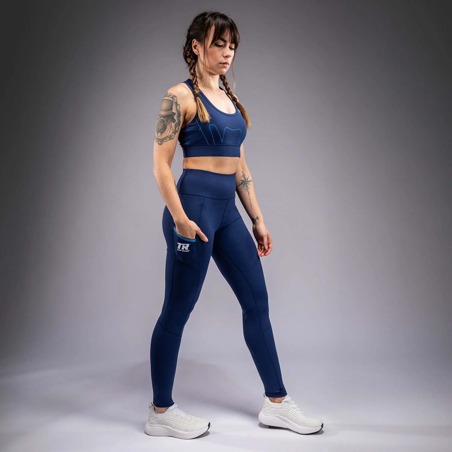 Venum x Top Rank Original Women's Full-Length Leggings - Navy Blue - Image 3