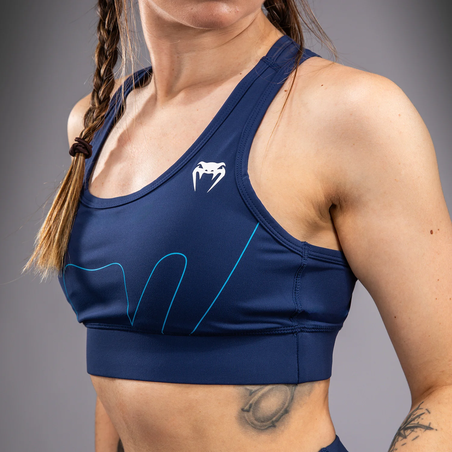Venum x Top Rank Original Women's Sports Bra - Navy Blue - Image 6