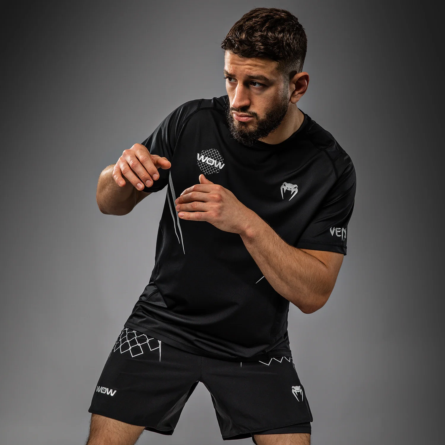 Venum x WOW FC Dry-Tech T-Shirt - Black/Silver Grey - Image 4