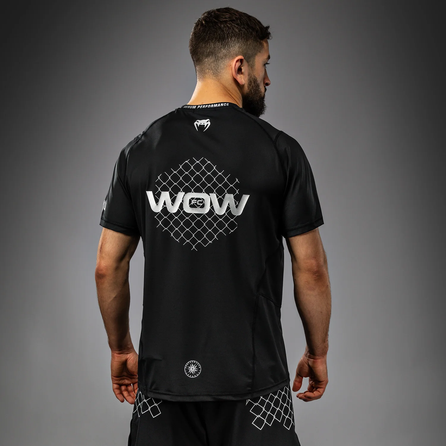 Venum x WOW FC Dry-Tech T-Shirt - Black/Silver Grey - Image 6