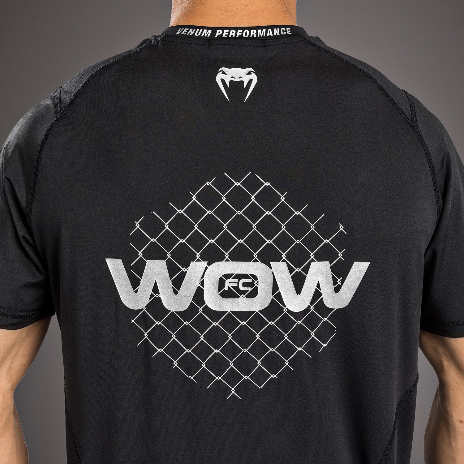 Venum x WOW FC Dry-Tech T-Shirt - Black/Silver Grey - Image 7