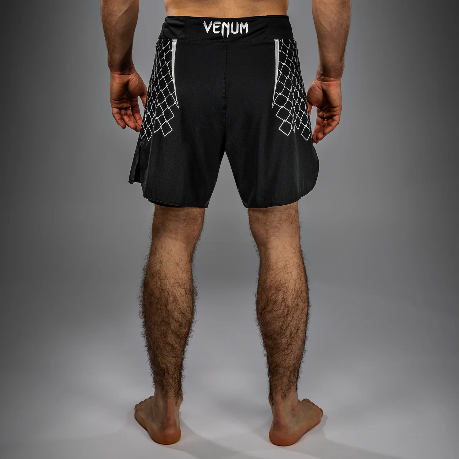 Venum x WOW FC Men’s Fight Shorts - Black/ Silver Grey - Image 6