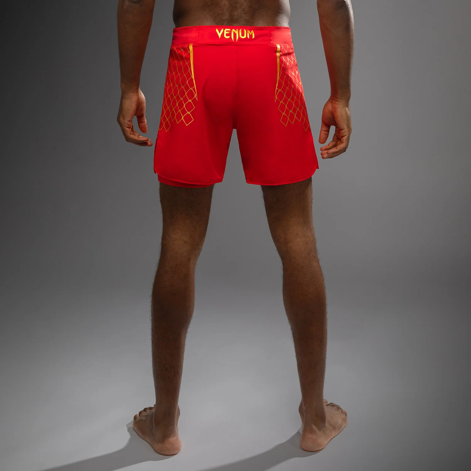 Venum x WOW FC Men’s Fight Shorts - Fury Red/ Gold - Image 3