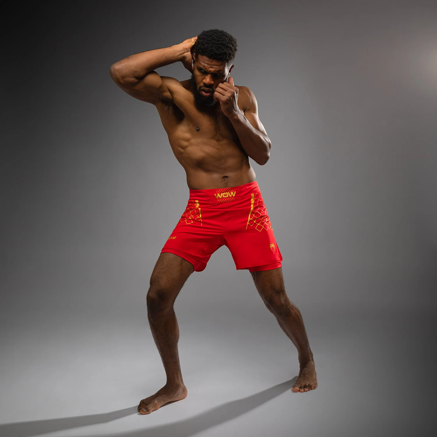 Venum x WOW FC Men’s Fight Shorts - Fury Red/ Gold - Image 4