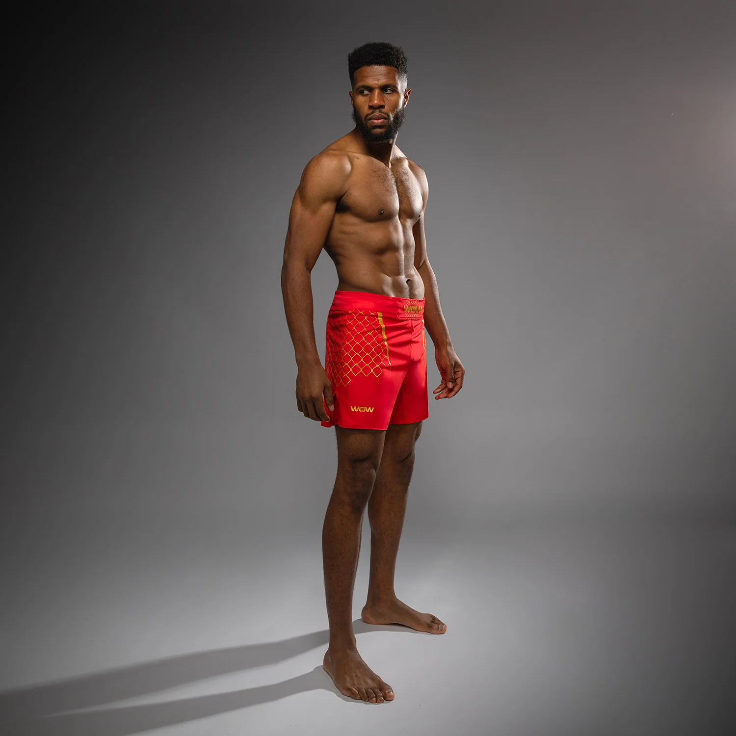 Venum x WOW FC Men’s Fight Shorts - Fury Red/ Gold - Image 5