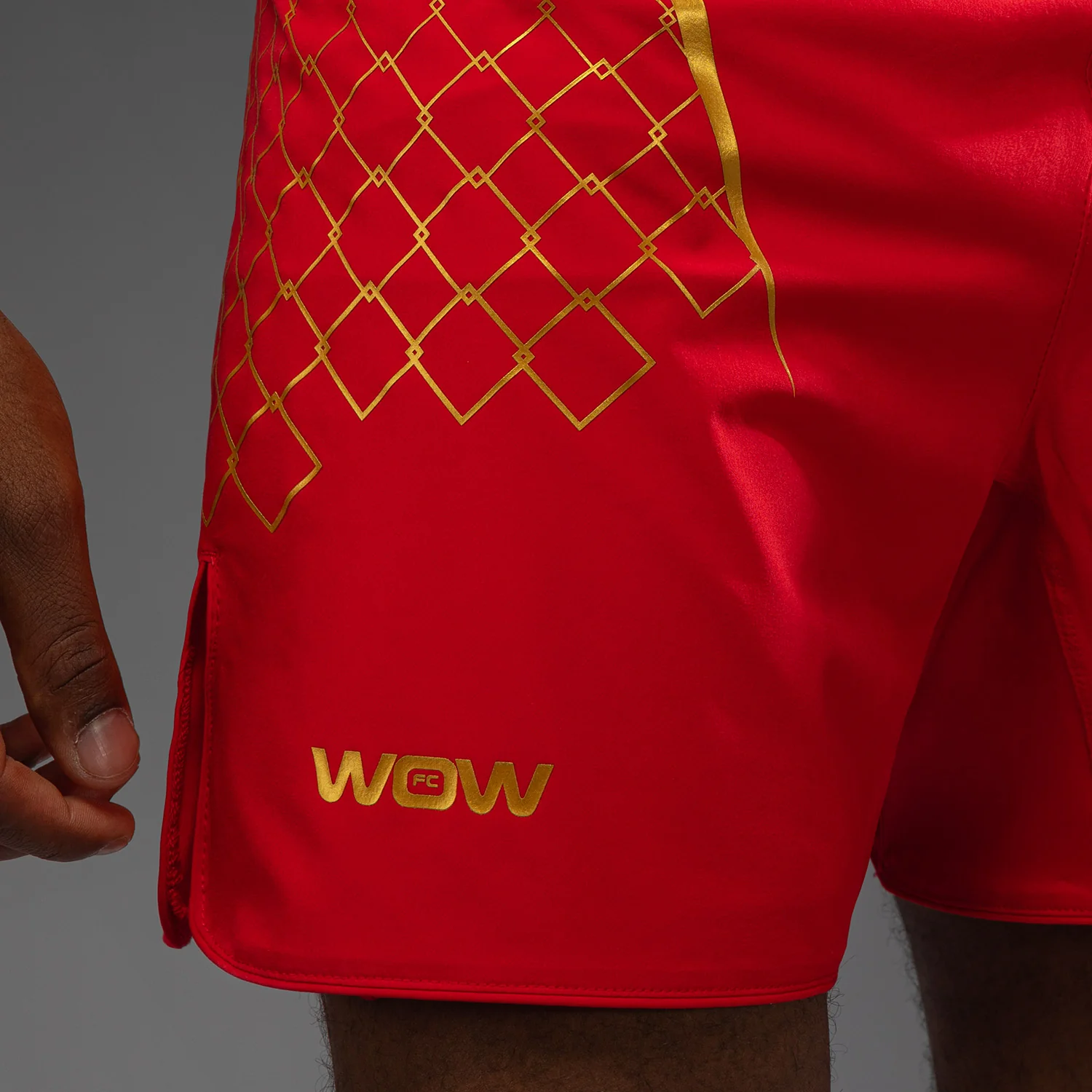 Venum x WOW FC Men’s Fight Shorts - Fury Red/ Gold - Image 6