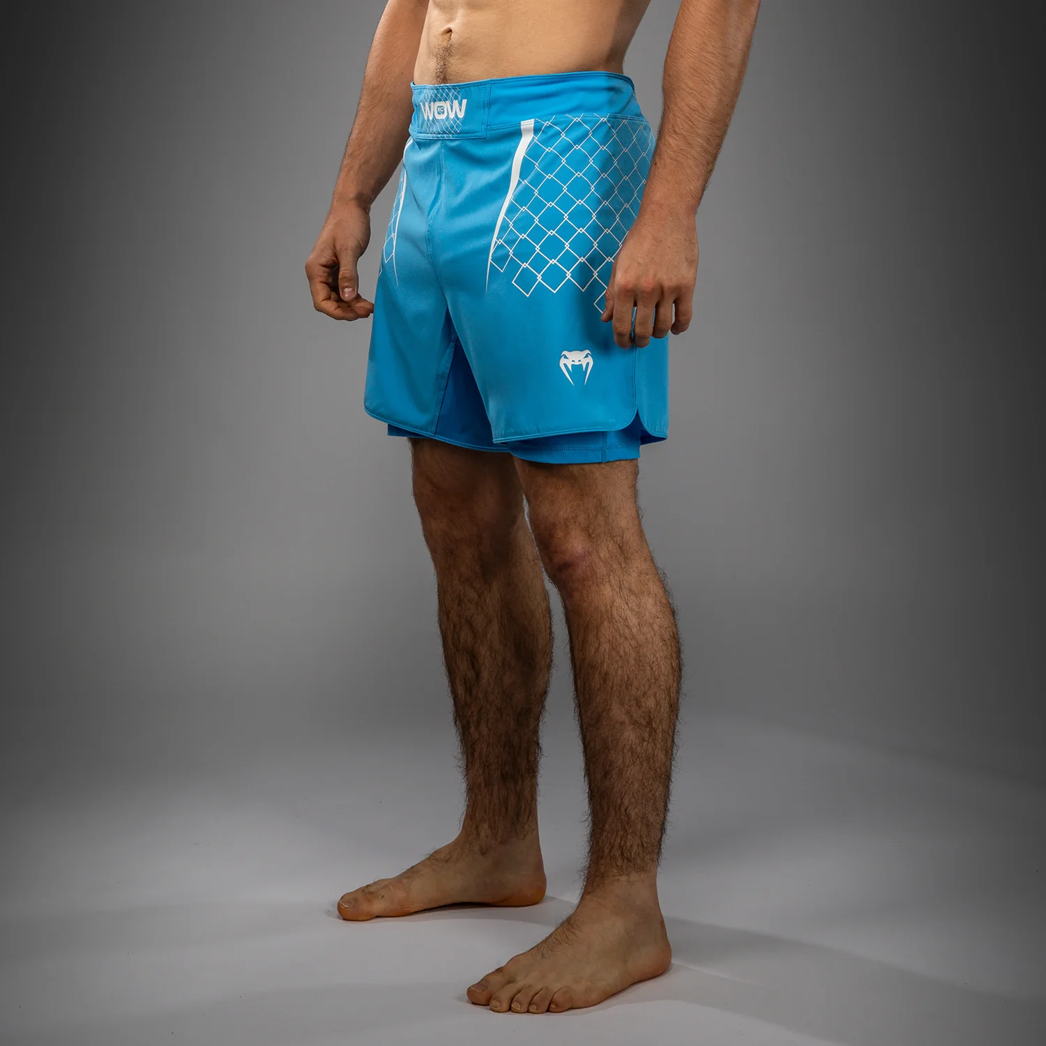 Venum x WOW FC Men’s Fight Shorts - Pacific Blue - Image 2