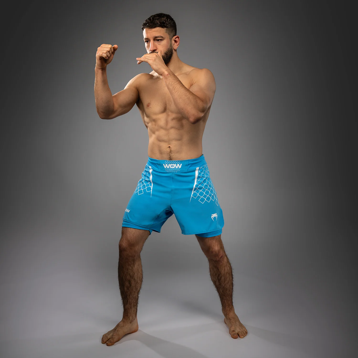 Venum x WOW FC Men’s Fight Shorts - Pacific Blue - Image 3