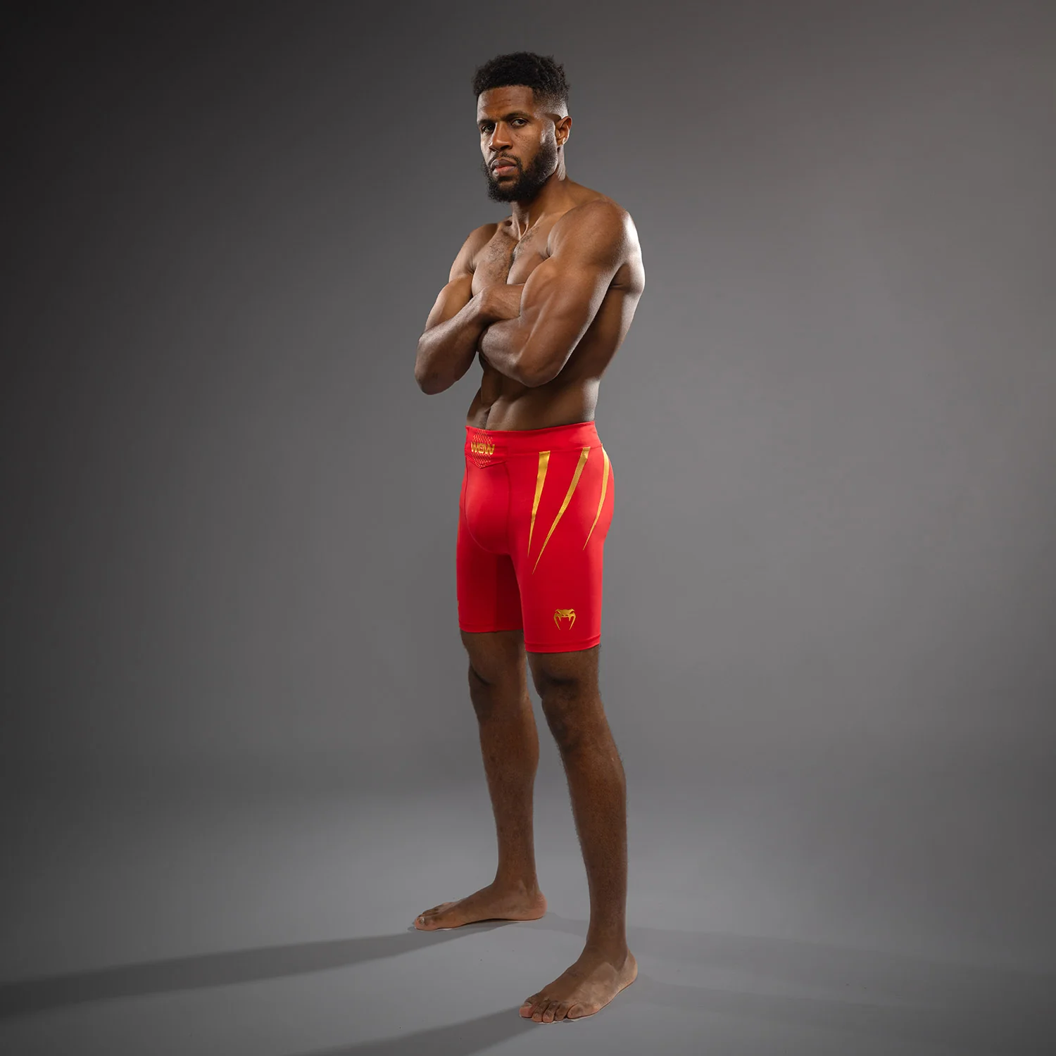 Venum x WOW FC Men’s Vale Tudo Shorts - Fury Red/ Gold - Image 2