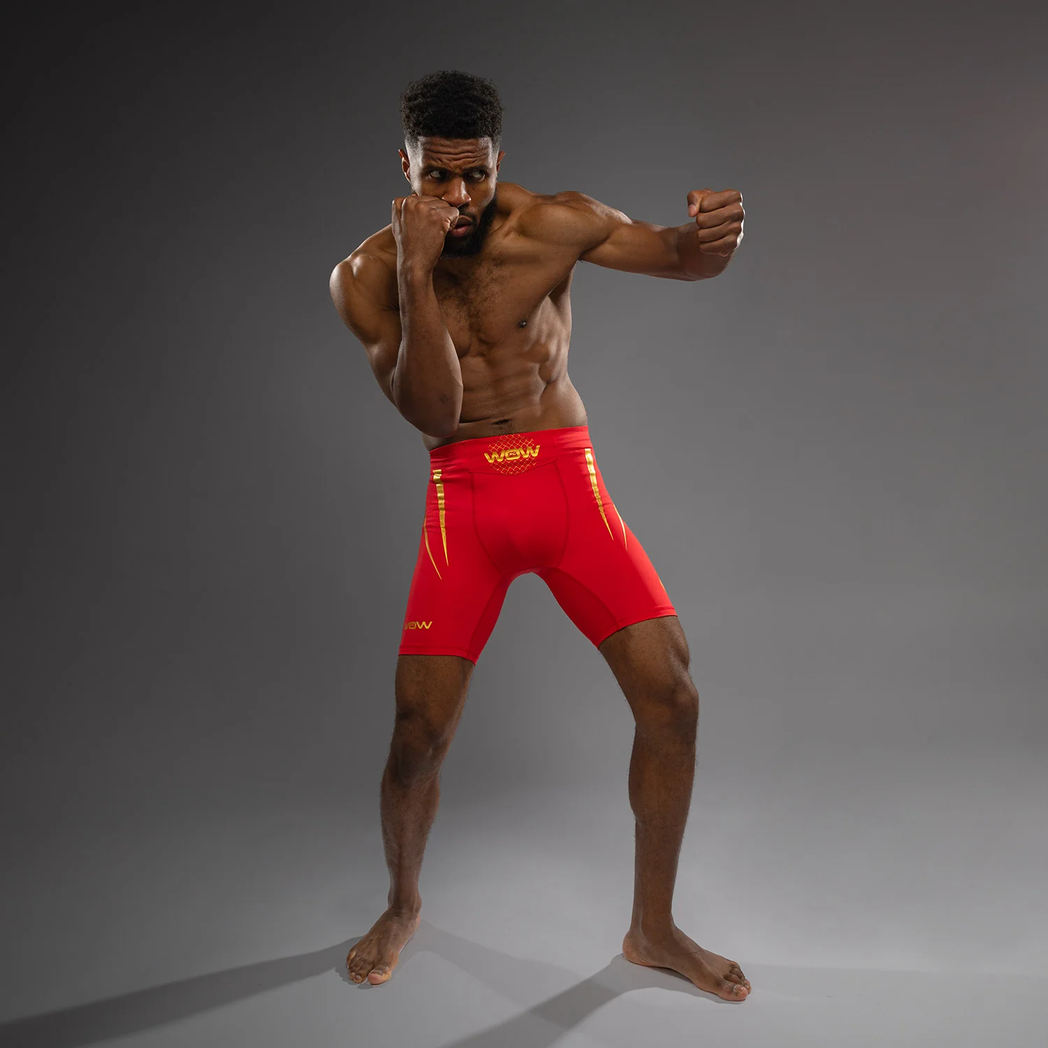 Venum x WOW FC Men’s Vale Tudo Shorts - Fury Red/ Gold - Image 5