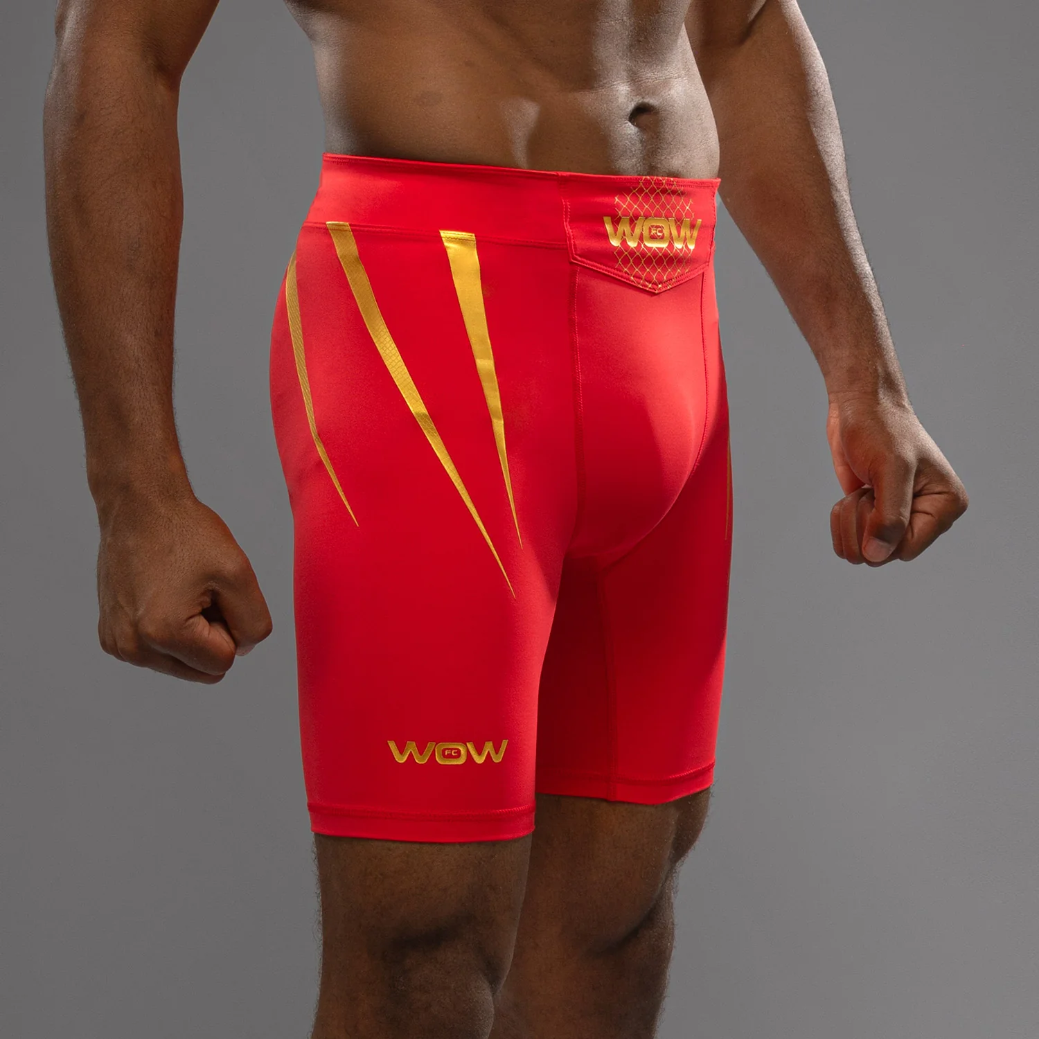 Venum x WOW FC Men’s Vale Tudo Shorts - Fury Red/ Gold - Image 6
