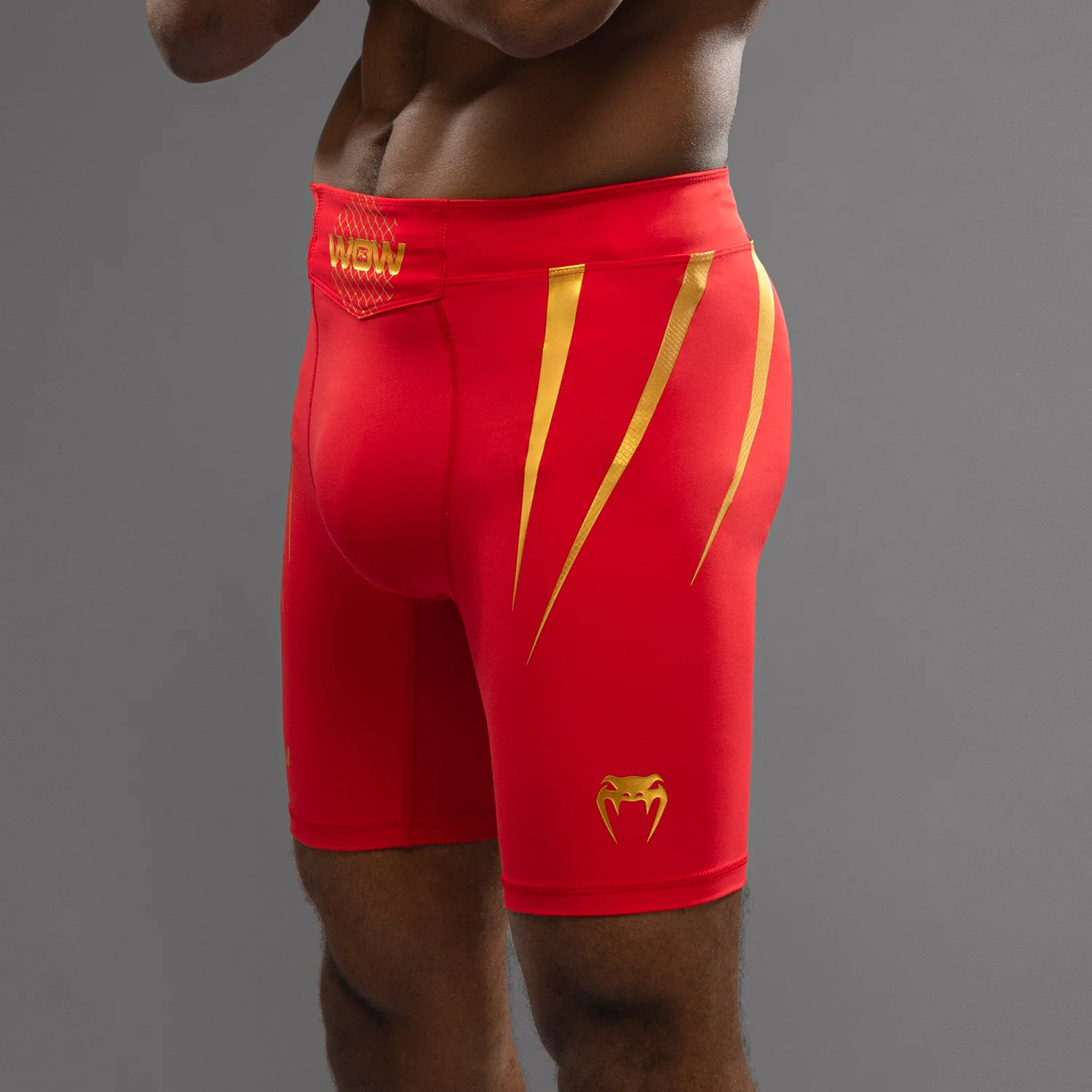 Venum x WOW FC Men’s Vale Tudo Shorts - Fury Red/ Gold - Image 7