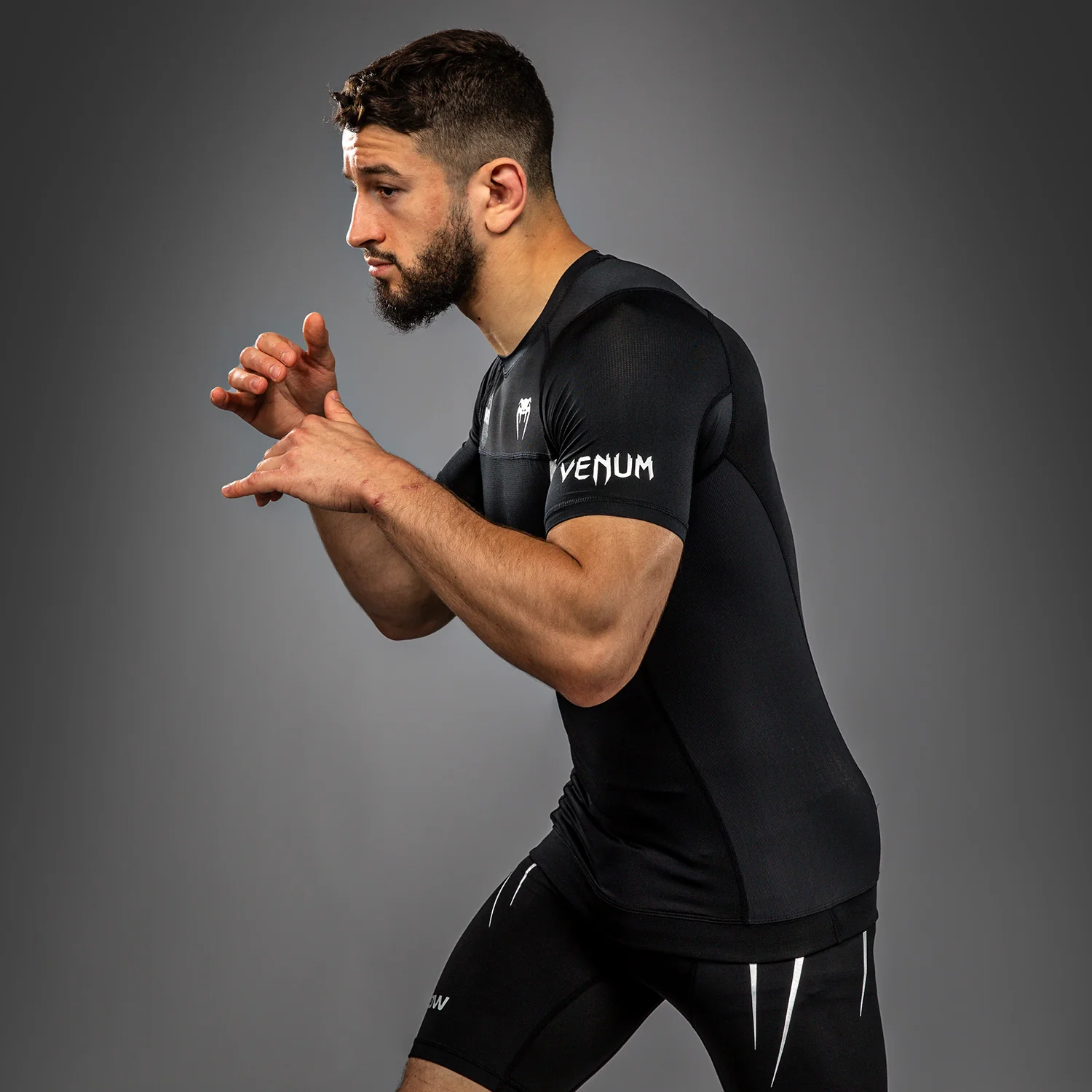 Venum x WOW FC Short Sleeve Rashguard - Black/ Silver Grey - Image 3