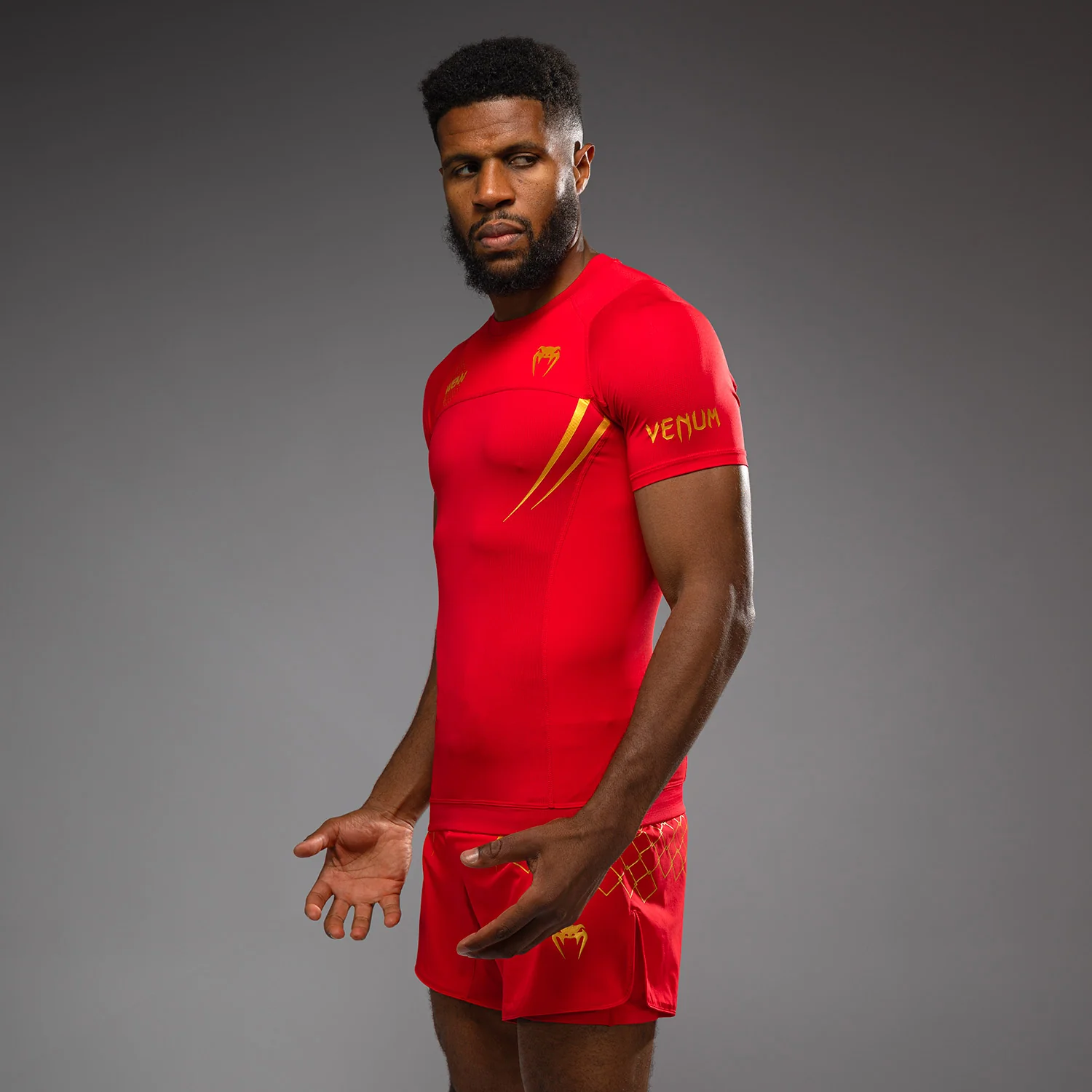 Venum x WOW FC Short Sleeve Rashguard - Fury Red/ Gold - Image 8