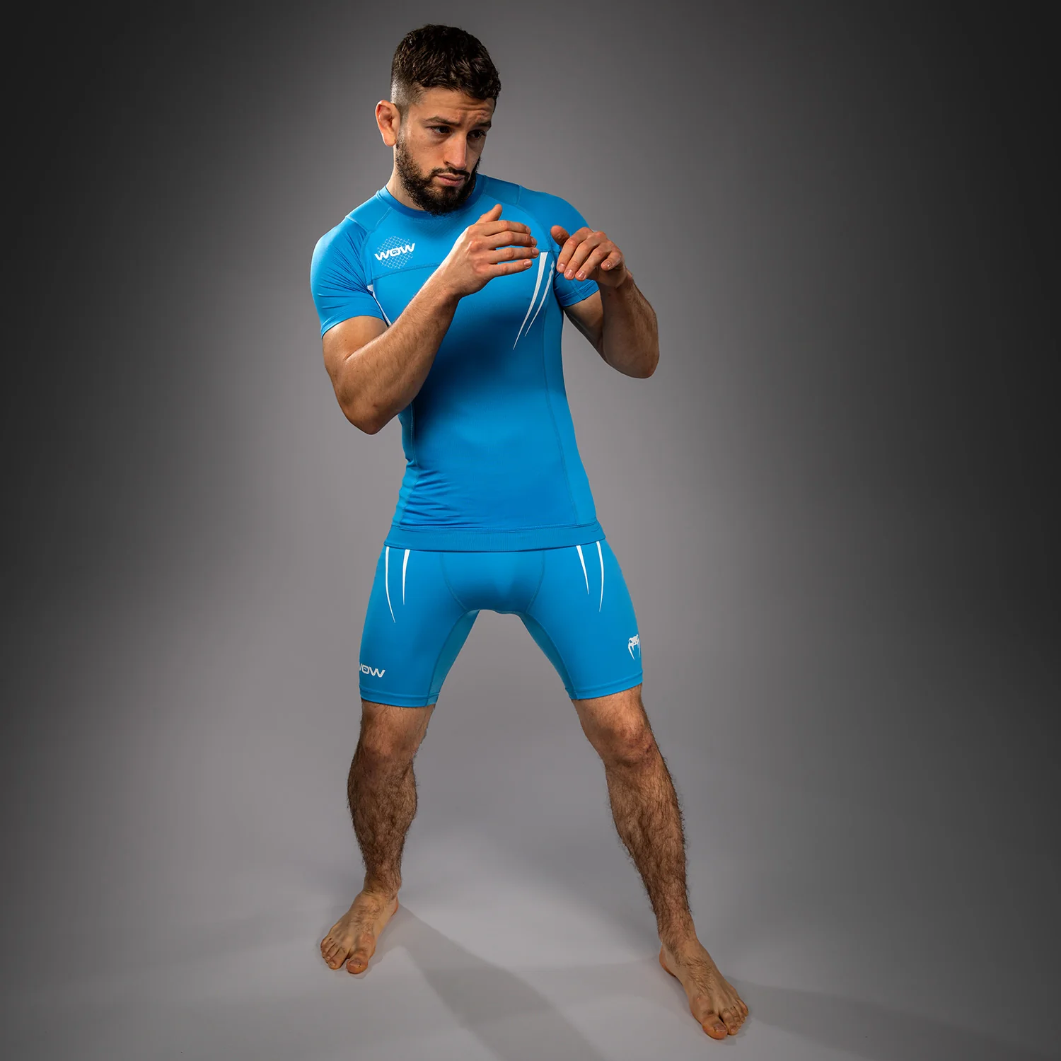 Venum x WOW FC Short Sleeve Rashguard - Pacific Blue - Image 2