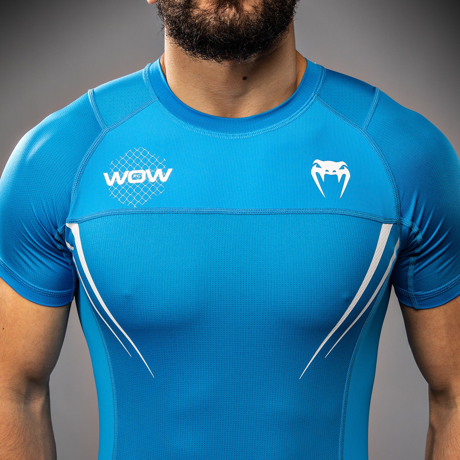 Venum x WOW FC Short Sleeve Rashguard - Pacific Blue - Image 6