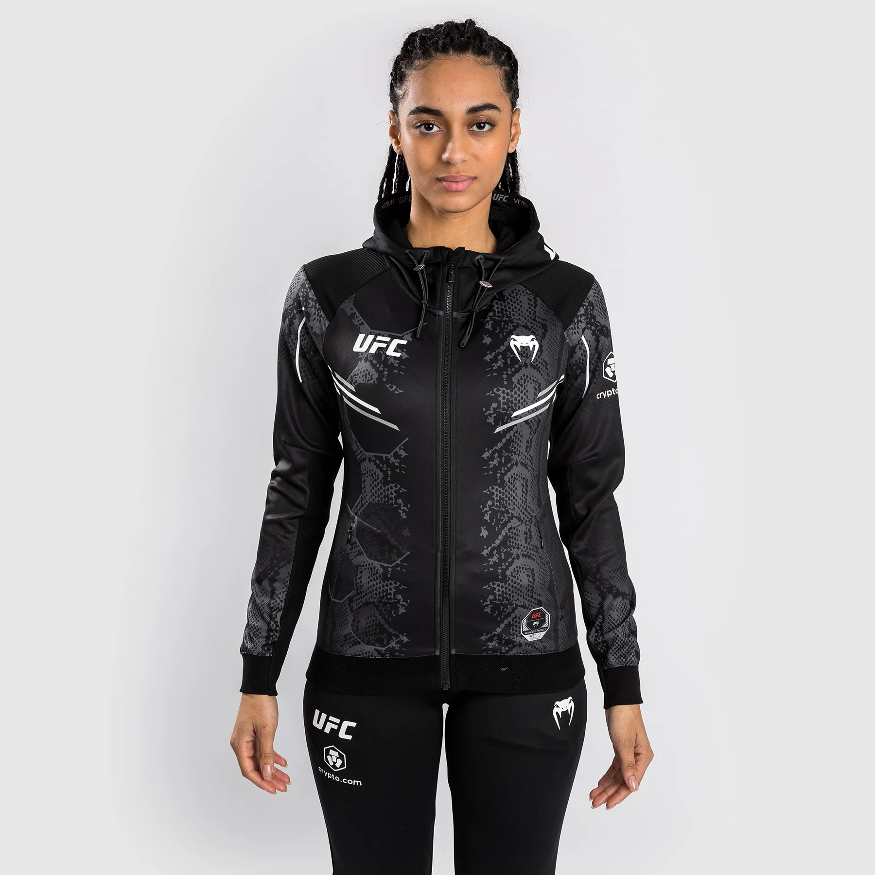 UFC Adrenaline by Venum Personalized Authentic Fight Night Women's Walkout Hoodie - Black - Image 4
