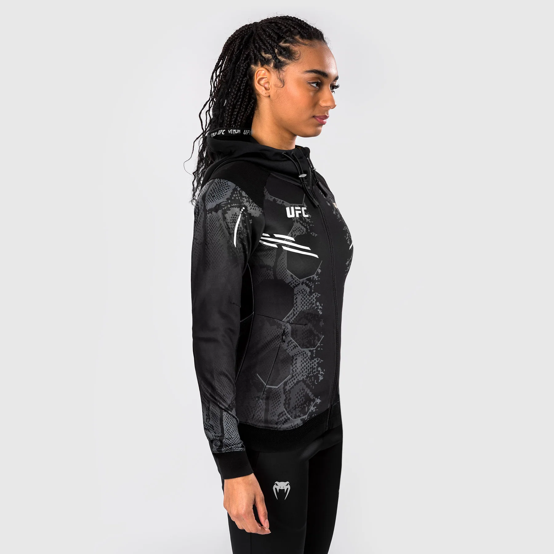 UFC Adrenaline by Venum Personalized Authentic Fight Night Women's Walkout Hoodie - Black - Image 5