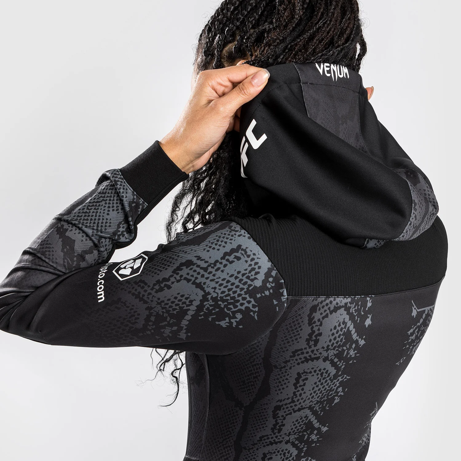 UFC Adrenaline by Venum Personalized Authentic Fight Night Women's Walkout Hoodie - Black - Image 9