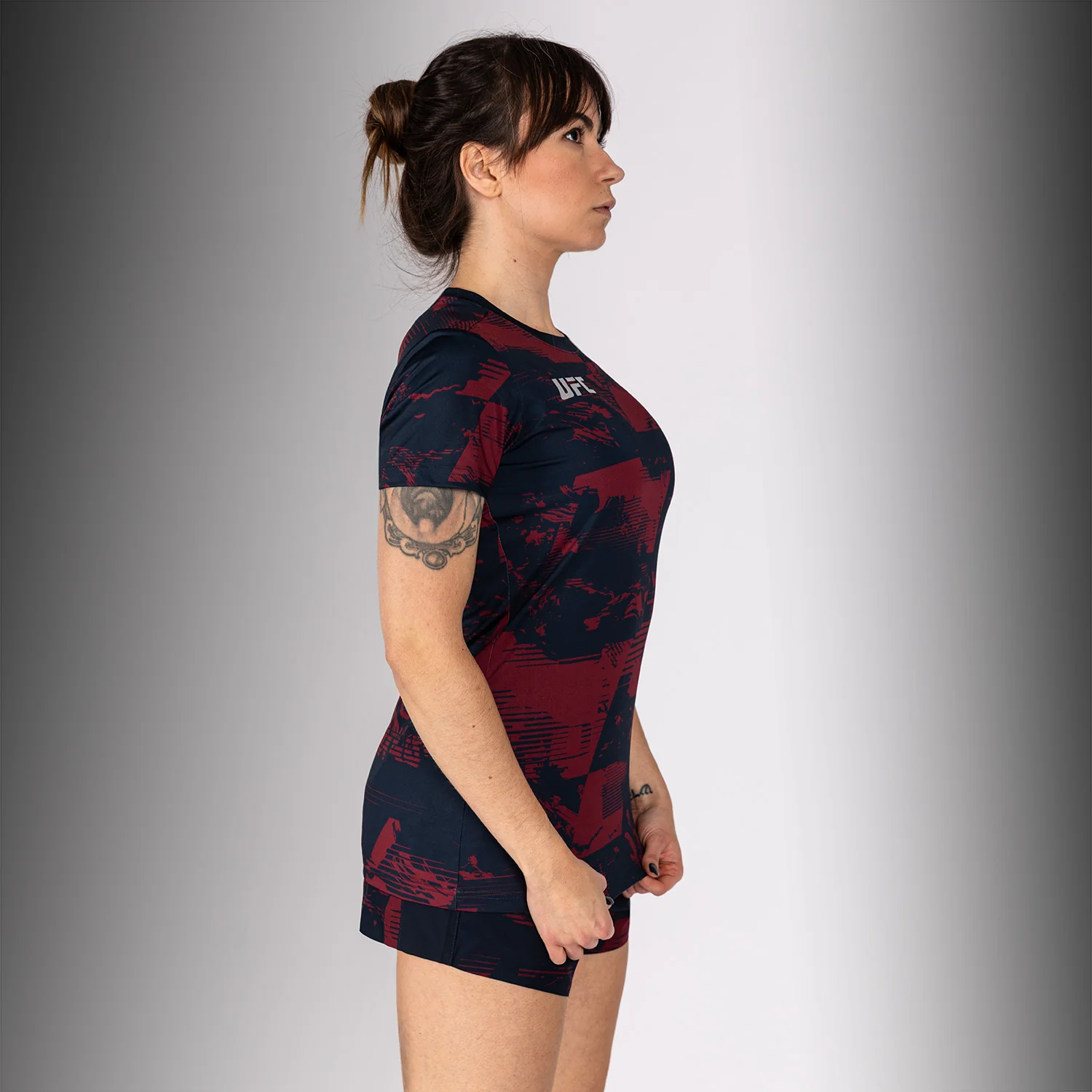 Women’s UFC Zenith by Venum Burgundy Authentic Fight Week Performance Short Sleeve T-Shirt - Image 2
