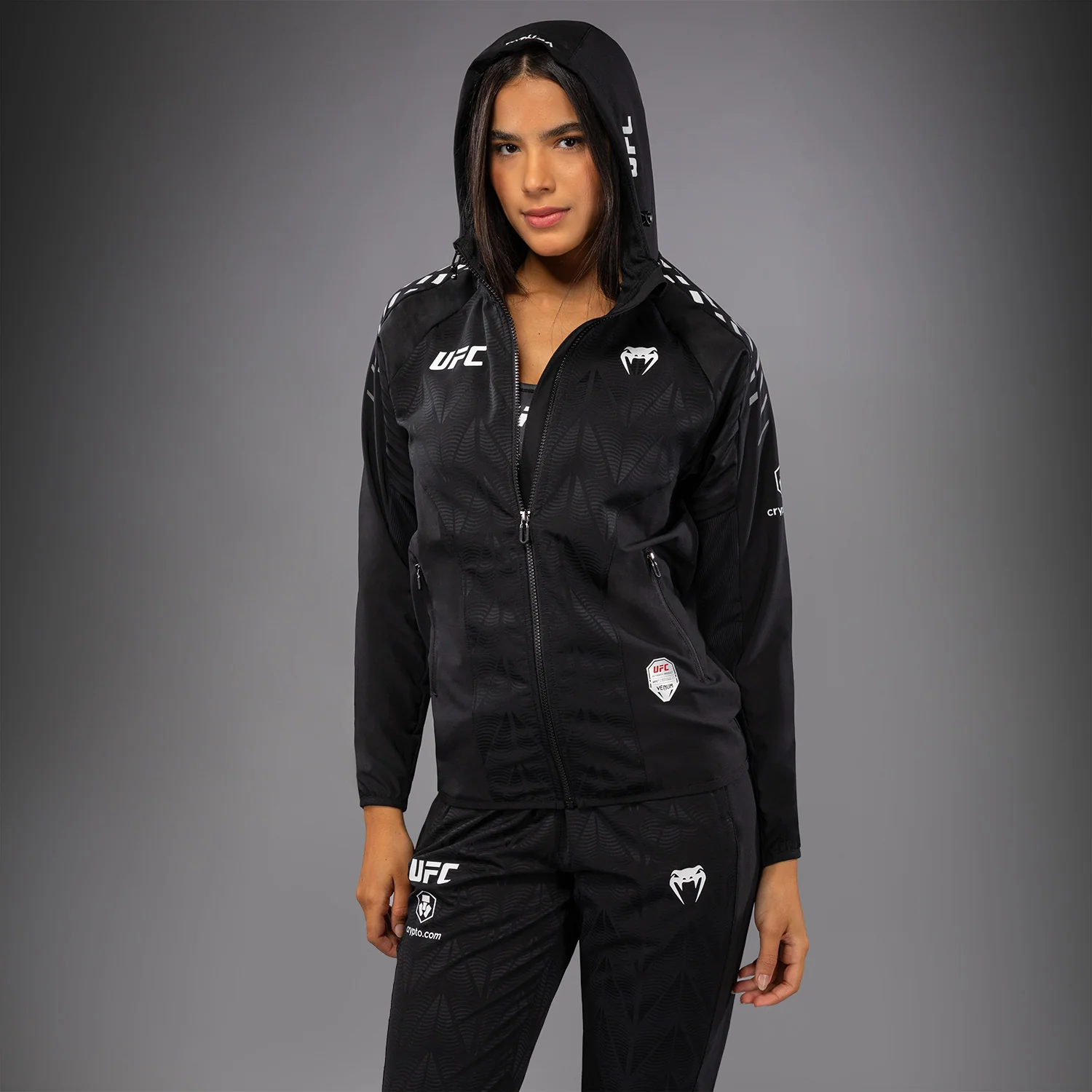 Women's UFC Zenith by Venum Black Authentic Fight Night Walkout Hoodie Personalized - Image 4