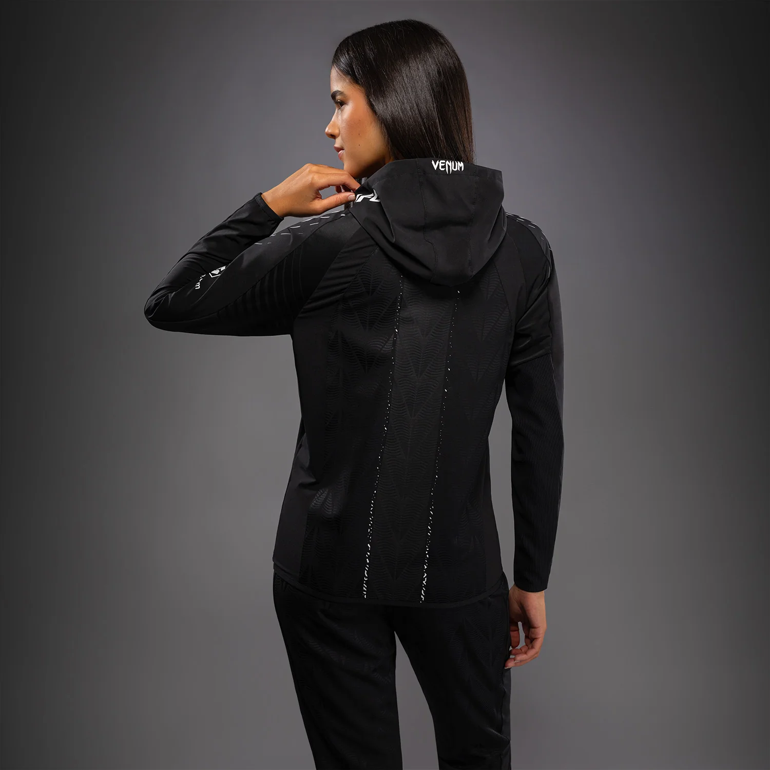 Women's UFC Zenith by Venum Black Authentic Fight Night Walkout Hoodie Personalized - Image 7