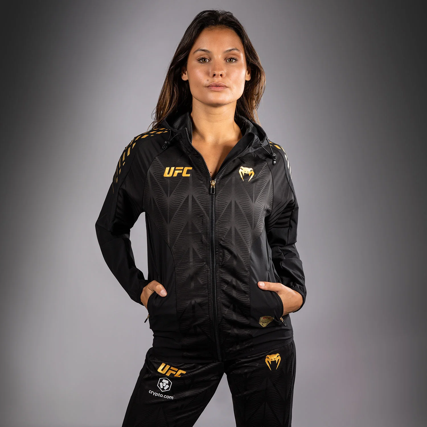Women's UFC Zenith by Venum Champion Authentic Fight Night Walkout Hoodie Personalized - Image 2