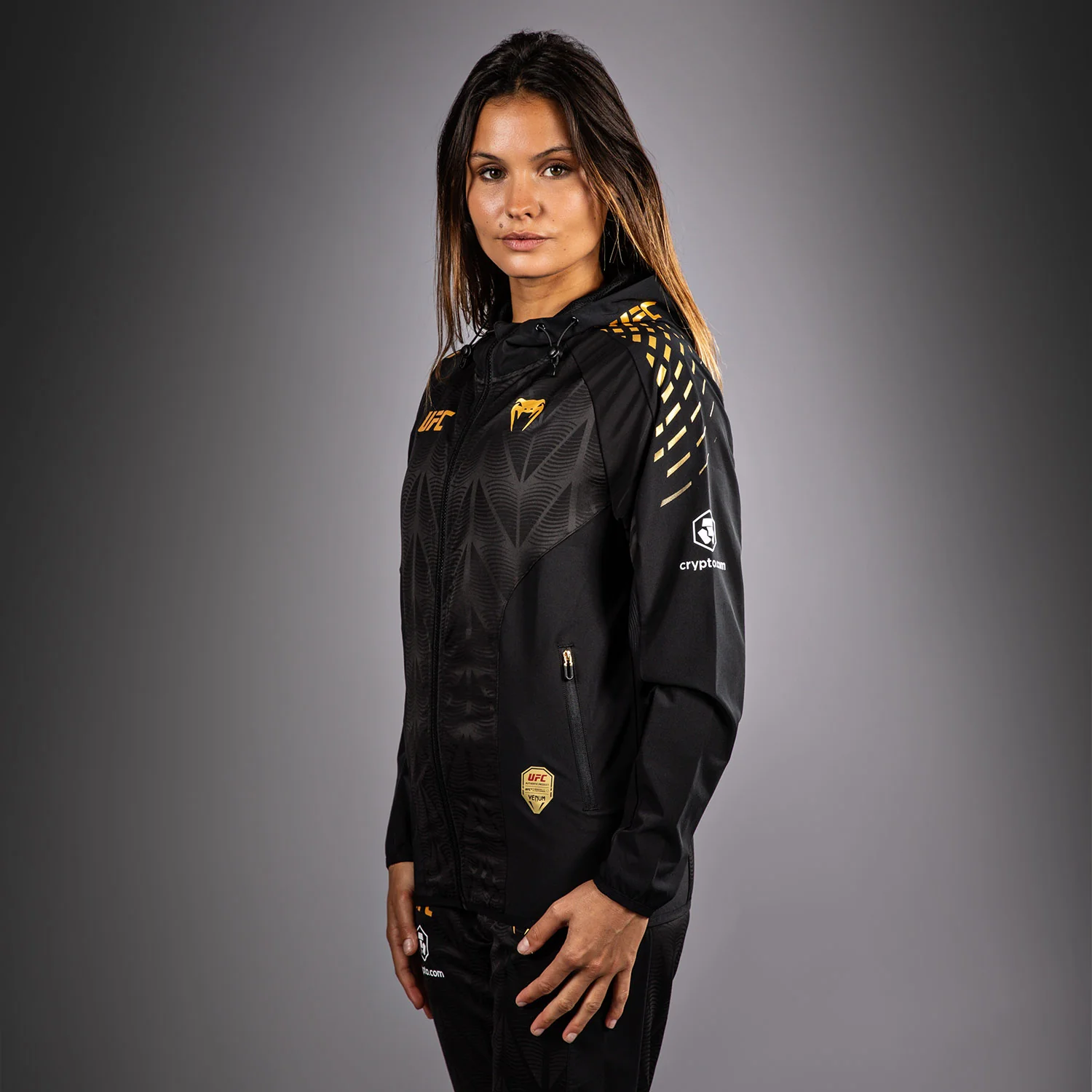Women's UFC Zenith by Venum Champion Authentic Fight Night Walkout Hoodie Personalized - Image 3